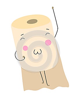 Toilet paper roll, laughing, smiling paper roll, Coronavirus pandemic icon, Funny cartoon illustration, character toilet paper