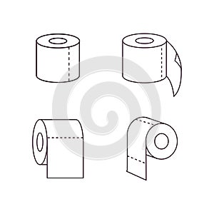 Toilet paper roll line icon, outline vector sign, linear style pictogram isolated on white. Symbol, logo illustration. Editable st