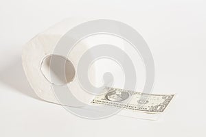 Toilet paper roll of money one hundred dollar