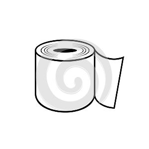 Toilet paper roll outline illustration on white background