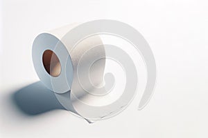 Toilet paper roll with shadow on light background. Space for text.