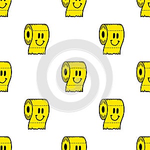 TOILET PAPER ROLL SMILE SEAMLESS PATTERN COLOR WHITE