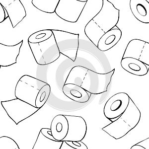 Toilet paper rolls seamless pattern. Vector illustration