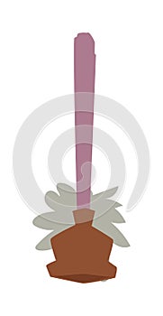 Toilet plunger and brush handle bathroom equipment flat icon vector illustration.