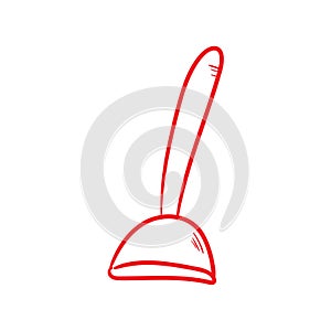 Toilet plunger doodle icon vector