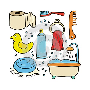 Toilet related object vector illustration.