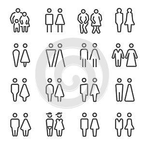 Toilet, Restroom icon illustration vector set. Contains such icon as WC door, couple, men, women, gender and more. Expanded Stroke