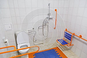 Toilet room for disabled children interior