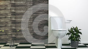 Toilet seat decoration in bathroom interior. 3D rendering