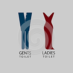 Toilet Sign as suits, Tuxedo icon, cocktail dress icon, bathroom