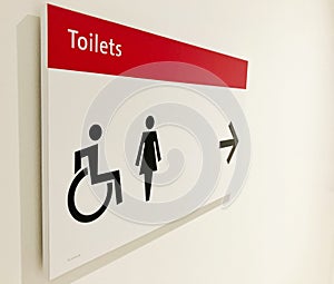 Toilet sign for disabled person and female