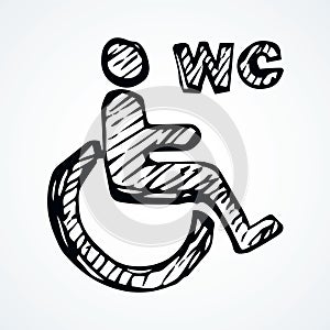 Toilet sign for the disabled. Vector drawing