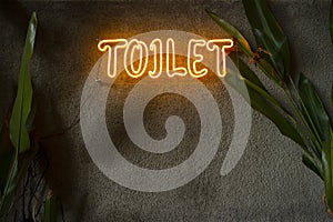 Toilet sign with led light on the wall