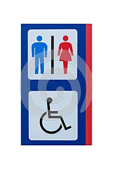 Toilet sign for men women and cripple isolated on white