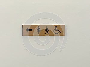 Toilet sign for public use for male, female and disabled