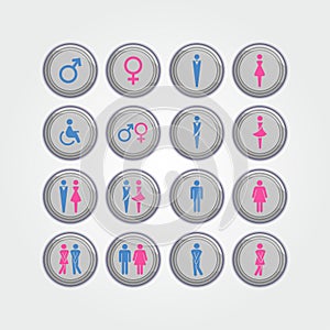 Toilet Sign set with metal rotating effect or roller effect