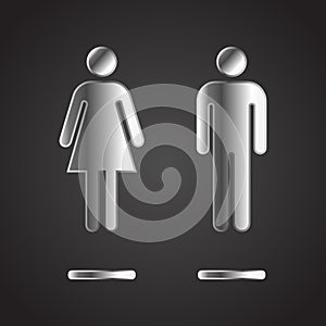 Toilet sign in Silver, vector icons, bathroom symbol, wc