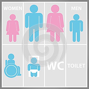 Toilet Sign with Toilet, Men and Women WC