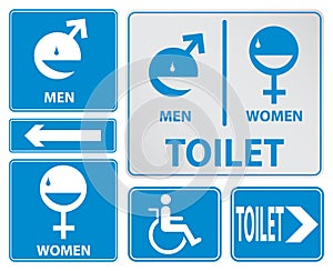 Toilet sign varicolored, easy to edit