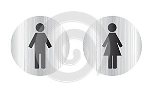 Toilet signs on metal plates