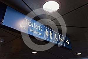 Toilet signs showing direction