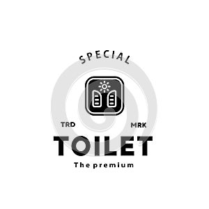 Toilet silhouette hipster logo bowl sanitaryware vector bathroom