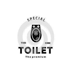 Toilet silhouette hipster logo bowl sanitaryware vector bathroom