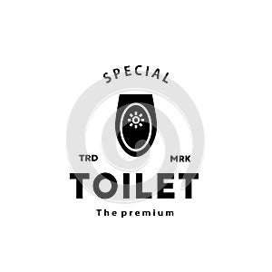 Toilet silhouette hipster logo bowl sanitaryware vector bathroom