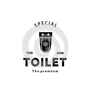 Toilet silhouette hipster logo bowl sanitaryware vector bathroom