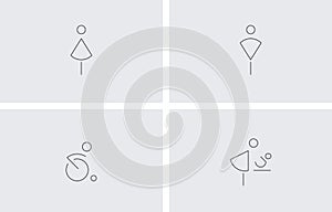 Toilet symbols. Public Toilets icons, line vector illustrations