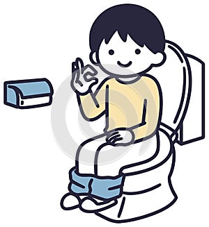 Toilet training boy simple illustration