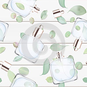 Toilet water perfume bottle vector seamless pattern illustration