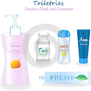 Toiletries Product Bottles and Container Packaging Set