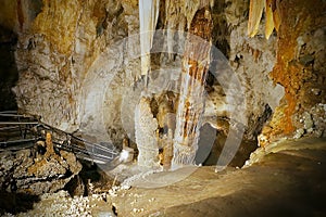 Toirano caves - big stalactites and stalagmites photo