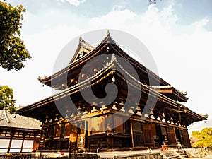 Toji temple with blue sky, Kyoto, Japan
