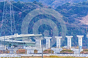 Tokai-Hokuriku Express way under construction in Gifu Prefecture,Japan