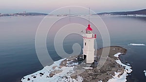 Tokarevsky lighthouse in the Eastern Bosphorus Strait, Vladivostok