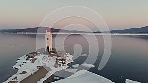 Tokarevsky lighthouse in the Eastern Bosphorus Strait, Vladivostok