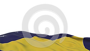 Tokelau fabric flag waving on the wind loop. Tokelau embroidery stiched cloth banner swaying on the breeze. Half-filled white