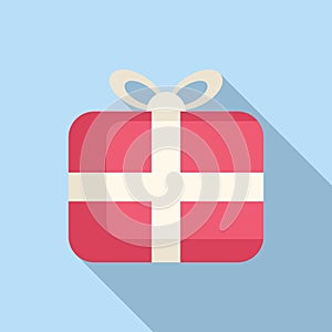 Token parcel icon flat vector. Present gift box
