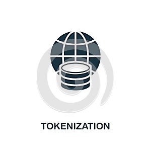 Tokenization icon. Monochrome style design from fintech icon collection. UI and UX. Pixel perfect tokenization icon. For web desig photo