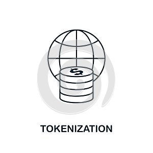 Tokenization icon outline style. Thin line design from fintech icons collection. Pixel perfect tokenization icon for web photo