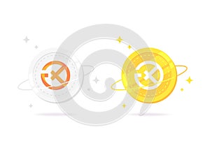 Tokenize Xchange TKX coin flat icon isolated on white background