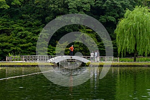 Tokugawaen , Japanese Gardenin Nagoya during summer sunny day at Nagoya Aichi , Japan : 31 August 2019