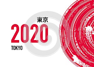 Tokyo 2020 Vector Background. The Summer Games in Japan. Sport Event Logo Design in Japanese Calligraphy Style.