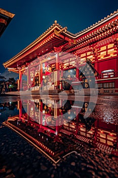 Tokyo Asakusa Kannon Sensoji on a rainy night