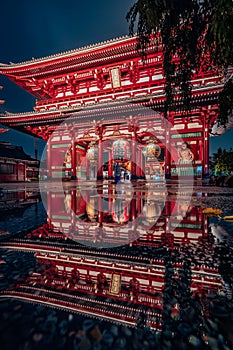 Tokyo Asakusa Kannon Sensoji on a rainy night