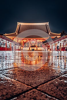 Tokyo Asakusa Kannon Sensoji on a rainy night