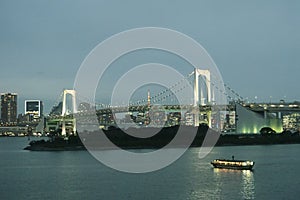 Tokyo Bay. Rainbow Bridge connects Odaiba to the rest of Tokyo, beautiful d photo