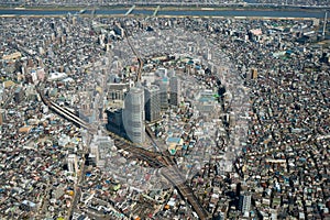 Tokyo bird eye view cityscape shot from Tokyo Skytree Observatio